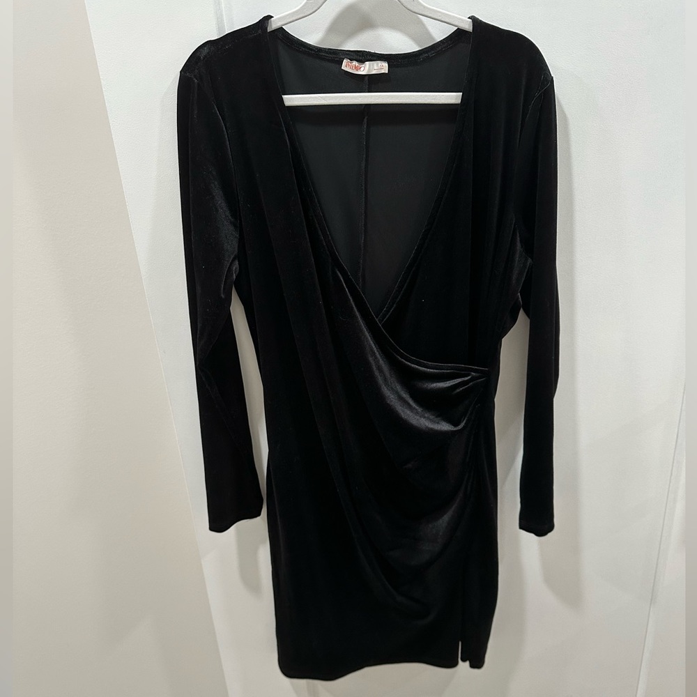 Satin black long sleeve dress